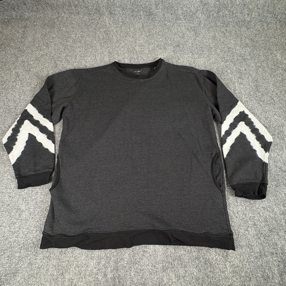 NATURAL LIFE Dark Gray Sweatshirt with White Chevron Sleeves